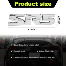 Dickno 2PCS 3D SR5 Metal Emblem, Car Fender Side Rear Tailgate Badge Decal Sticker, Self-Adhesive Automotive Decal for Fender Bumper, Universal Vehicle Exterior Decor Accessories (Silver)