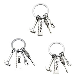 AbileneWu 3 - Pack Stainless Steel Father's Day Keychains - Dad/Grandpa/Uncle Tool - Shaped Gift Set