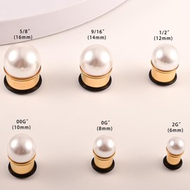 DOEARKO Pearl Flesh Tunnel Stainless Steel Ear Tunnel Plugs Ear Piercing Expander Jewellery for Men and Women 6 mm - 16 mm, Metal, Stainless Steel