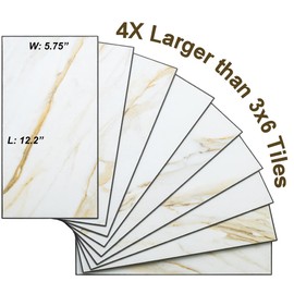 AULIGET 2-Piece Peel and Stick Backsplash Wall Tiles, 6" x 12" PVC Faux Stone Stick on Tiles for Backsplash Kitchen, Bathroom, Laundry Room, Camper, Fireplace