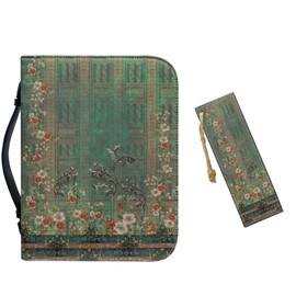 Vintage Boho Flowers Bible Cover Case for Women, Green Victoria Flowers PU Leather Bible Cover, Gift for Women, Bible Carrying Case for Women, Large Bible Cases for Women One Size-11.2"x8"x2.2"