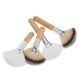 Healvian Juego De 4 Brochas De Maquillaje En Abanico Para Polvo Suelto Y Resaltador Cerdas Suaves De Nylon Para Mezclar Y Difuminar Precisión En Rostro 4.52X2.48X0.39In
