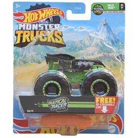 Hot Wheels Monster Trucks Ratical Racer, [Black] Re-Crushable Car 30/75 1:64 Scale
