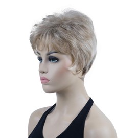 Lydell 6" Women's Short Wigs Soft Wavy Natural Synthetic Wig Layered Movement Classic Styled (H16/613 Blonde Highlights)