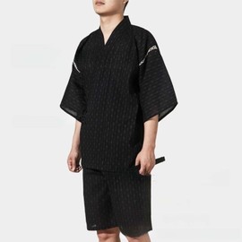 ZEALMAX Men's Kimono Pyjamas Japanese Style Cotton Linen Loungewear Beach Wear Bathrobe for Home and Holiday, multicoloured