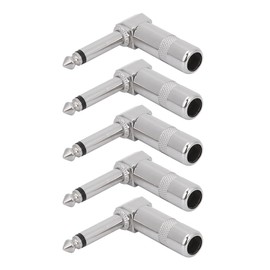 5pcs Right Angle 6.35mm Mono Phone Plug Guitar Audio Jack Connector Microphone Cable Terminal