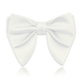 Gsyziux Bow Ties for Men Oversized Pre Tied Mens Bow Tie Solid Satin Bowties for Wedding Party Graduation (White)