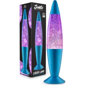 JAMBO 16" Beautiful Blue and Silver Glitter Lamp- Relaxing Mood Lighting, Night Light Nightlight, Home Decor Living Room Office Bedroom Lamp for Adults Teens Kids Glitter