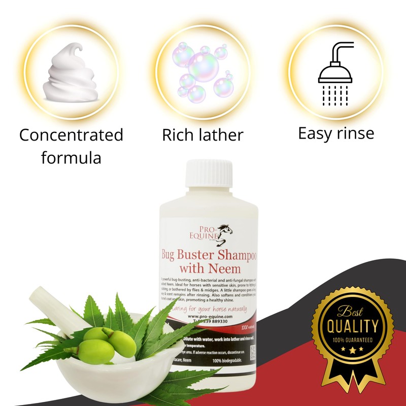 Bug Buster Neem Horse Shampoo, 250 ml, Natural Plant Based