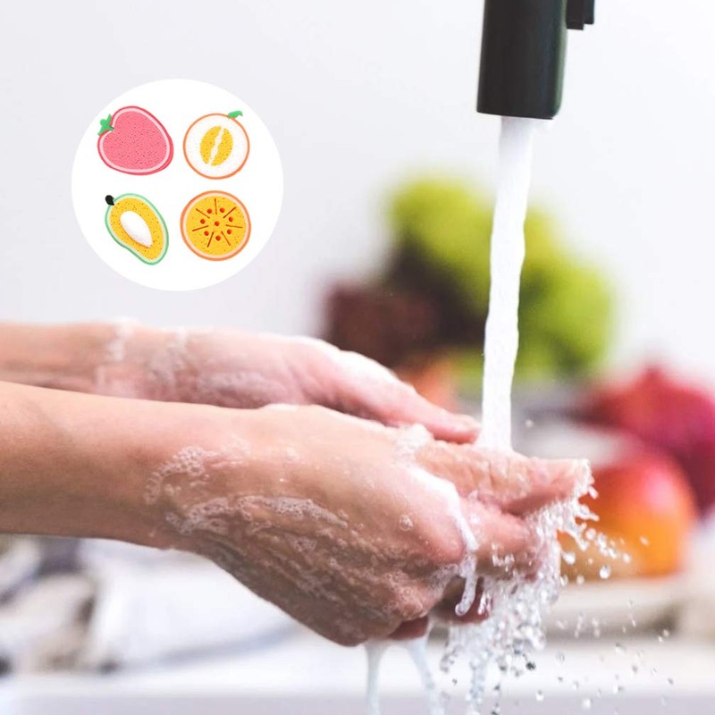 LIFKOME 3sets Fruit Shape Dish Sponge Kitchen Cleaning Sponges Scrub