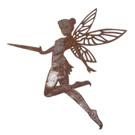 eMagTech Flying Fairy Decoration Garden Elf Fairy Decoration Outdoor Garden Metal Rust Ornaments for Trees Pillars Trunks 27x25cm
