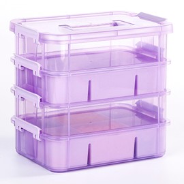 Art Supply Storage Organizer with 2 Removable Trays, 4-Layer 11QT Durable Craft Organizers and Storage for Sewing, Tool, Office Supplies, Art, Craft Supplies(Purple)
