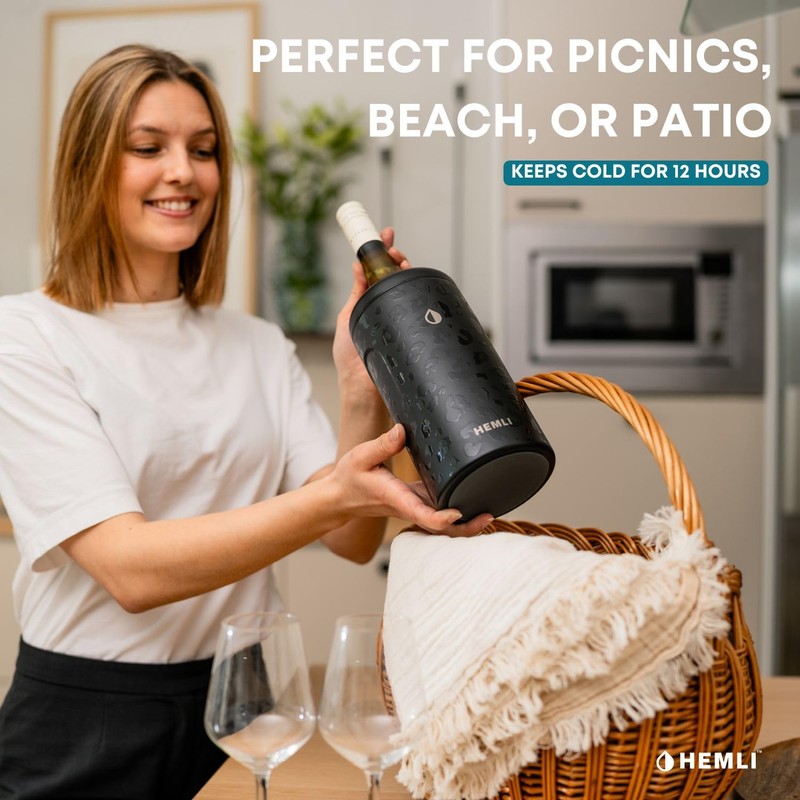 HEMLI Wine Bottle Chiller Insulator Sleeve, Keeps Wine and Champagne