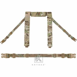Krydex Tactical Chest Rig Padded Shoulder Strap Laser Cut H-Harness Fat Shoulder Waist Back Strap for Micro Fight Chassic Placard - Colour: MC