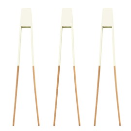 7.9" Reusable Bamboo"A" Toast Tongs - Cream White - 3 Pieces