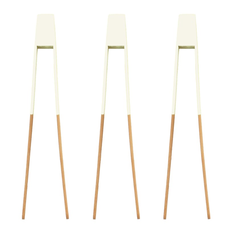 7.9" Reusable Bamboo"A" Toast Tongs - Cream White - 3