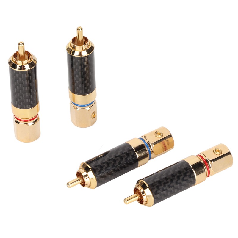 4Pcs RCA Sound Plug Carbon Fiber Gold Plated Oxidation Resistance