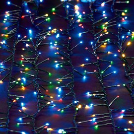 Roman Lights Superbright LED USB 500L Multi 42 ft, Green Cord Light Set, 10 Function Controller, 8 on/16 Off Timer, String, Perfect for Lighting Trees, Railings and More