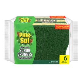 Pine-Sol Heavy Duty Scrub Sponges - Double Sided Dish Scrubber with Scouring Pad - Kitchen Essentials for Dishwashing and Cleaning Supplies, 6 Pack