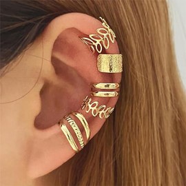 Chunky Ear Cuffs Non Piercing 18K Gold Ear Cuff Earrings for Women Oversize Large Round Huggie Clip On Cartilage Wrap Cuff Earrings, Leather, No Gemstone