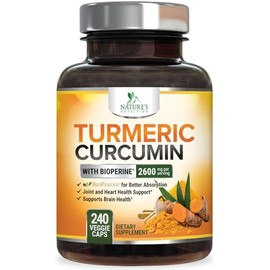 Turmeric Curcumin Supplement - 2400mg Organic Turmeric Per Serving - 95% Curcuminoids & BioPerine Black Pepper Extract for Best Absorption - Natural V