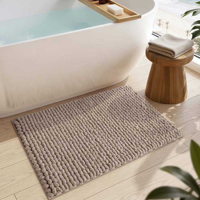 LUMI Chenille Bath Mat 40 x 60 cm, Non-Slip Absorbent