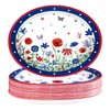 Grencian 50 Pcs 4th of July Flower Oval Paper Plates