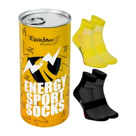Calcetines de arco iris, calcetines deportivos para bebidas energéticas, calcetines para mujeres y hombres, en una lata de bebida energética, regalo para fanáticos de los deportes, 2 pares, Calcetines
