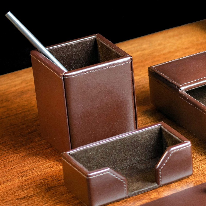 Dacasso Bonded Leather Pencil Cup - Luxury Cup Storage for