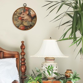 BCUANGD Retro Mouse Round Wall Art Decor - Vintage Antique Botanical Wall Art Canvas Frame Artwork Prints, Rustic Cottagecore Nature Round Wall Hanging Decorations for Home Farmhouse, 10"x10"