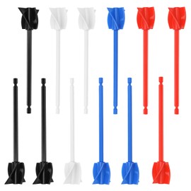QWORK Epoxy Mixer Attachment for Drill, 12-Piece Set - Helix Paddles, Paint Stirrers Drill Attachment, 6.5-Inch, Fits 3/8" and Larger Drills, Reinforced Plastic
