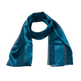 Mytoptrendz® Plain Scarf,Shiny Satin Soft Silky Lightweight Sheer Chiffon Stripe Wrap Scarves for Women Casual Wedding Dress and Group Choir (Teal Blue)