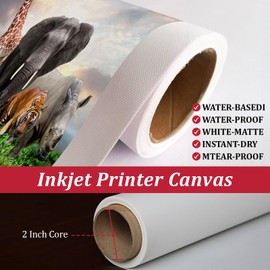 Polyester Canvas Roll Professional Matte Canvas Roll Wide format Inkjet Printing For Printing Drawing Oil Acrylic Or Water-Based Painting (200GSM Polyester 36"x100ft)