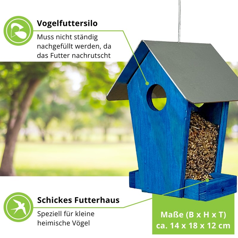 GARTENETAGE Sweden Scattered Feed Silo - Colourful Bird Feeding for