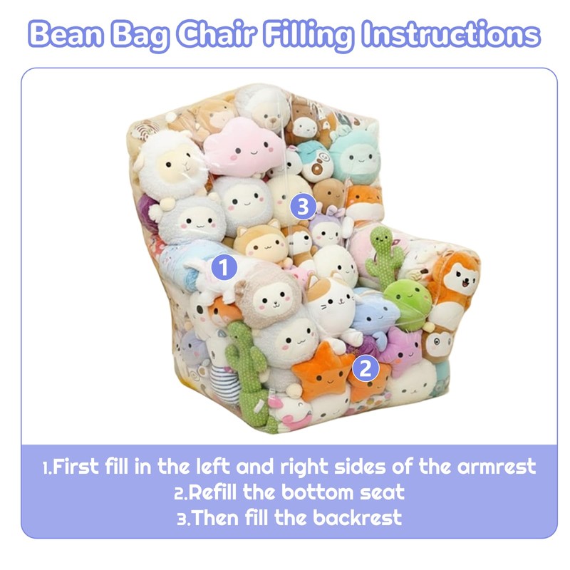 Clear Stuffed Animal Storage Chair for Kids, Extra Large Waterparoof
