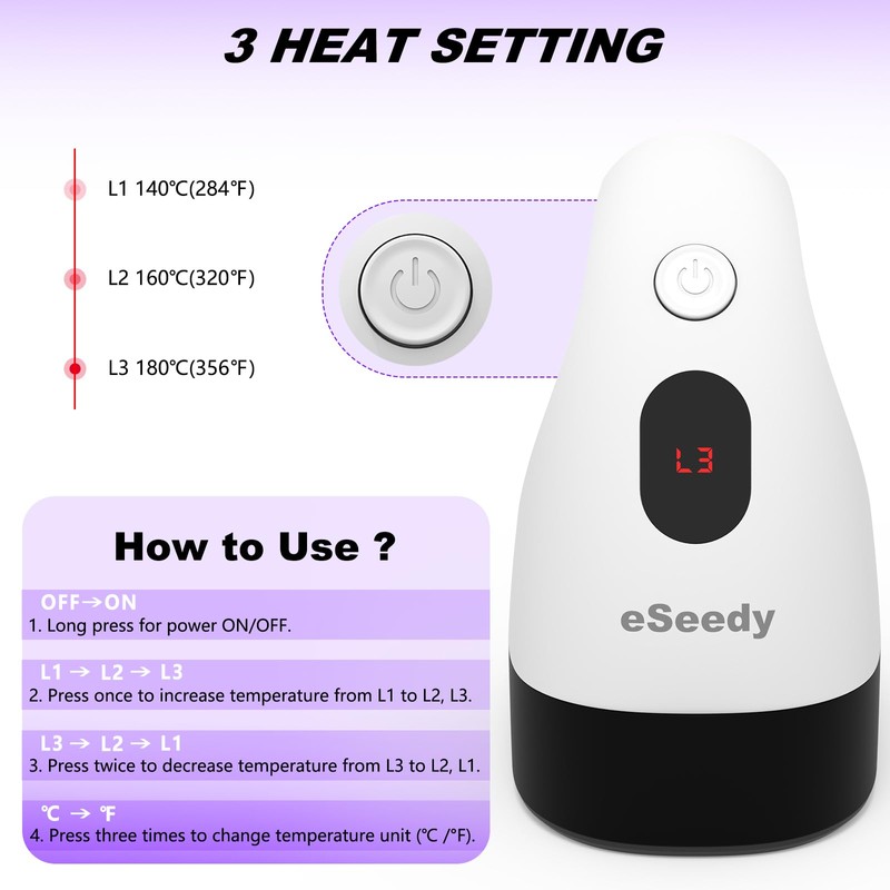 eSeedy Mini Heat Press Machine, 3 Heat Settings, Precise Temperature
