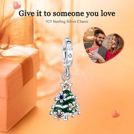 Rimgoris 925 Sterling Silver Charm for women bracelets necklace Green Christmas Tree Charms Women Bracelet Charm