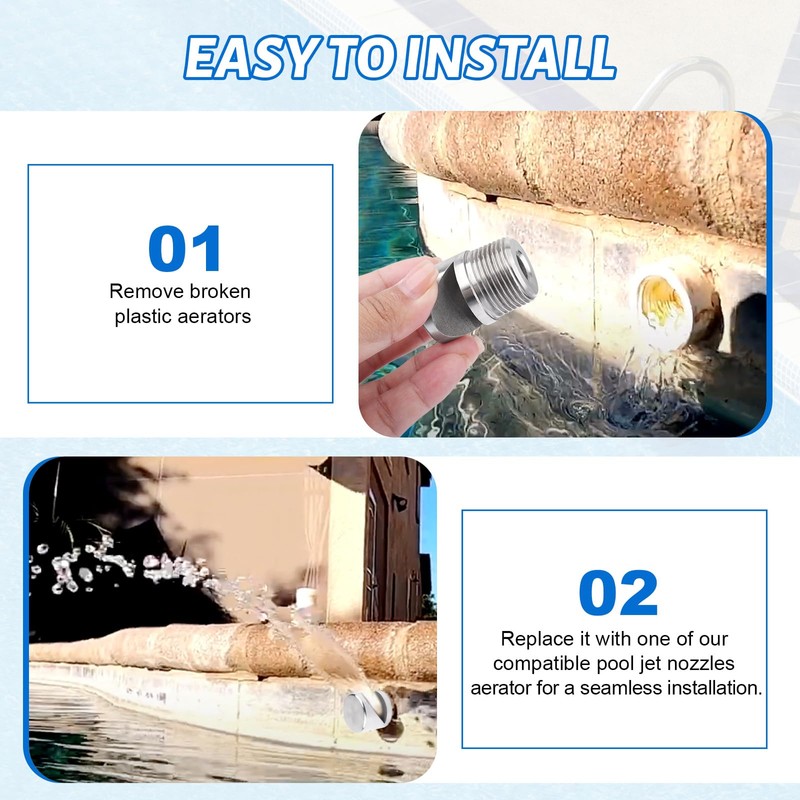 Stainless Steel Pool Aerator Nozzle - Compatible with 3/4 inch