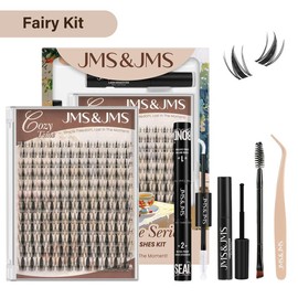 JMS&JMS Fairy Manga Lash Kit l Cozy Time Series l Invisible Band 144pcs Clusters, C-Curl for Springtok DIY Eyelash Extension, Waterproof Long Lasting - Specification: Fairy Kit