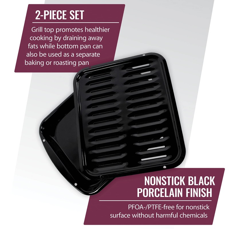 Certified Appliance Accessories Large 2-Piece Broiler Pan & Grill Set