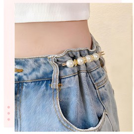 Pearl Brooch Pins for Women Pants Dress Skirt Waist Scarf Clip Brooch Accessories (White)