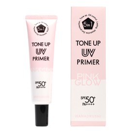 Hanajiru | Tone Up UV Primer (Makeup Base) 1.2 fl oz (35 ml) Moisturizing Base (Pink) Face Sunscreen Milky Lotion SPF50+ PA++++ Prevents Sebum Shine and Makeup Crumble Unscented, Transparent Skin