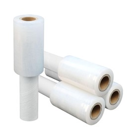 Stretch Film 4" × 1000 ft, JUKFITA Shrink Wrap Rolls with Handle, 4 Pack Lightweight Plastic Wrap for Moving Waste-Free