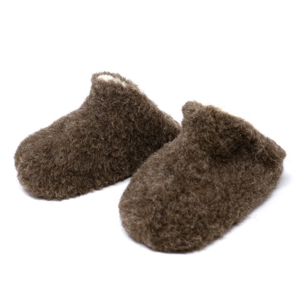 COLDBREAKER 2018-2019 Thick Natural Wool Warm, Excellent Heat Retention, Made in Poland, Room Shoes Booties, No Heel - brown