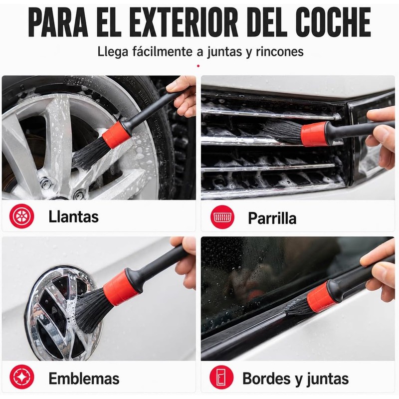 10 Brochas para Detallado Automotriz, Cepillos Suaves Microfibra