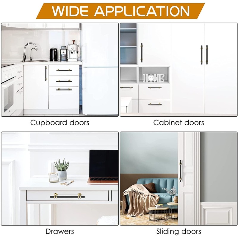 SYZOW 6 Pack Black Cabinet Pulls 160mm Black Kitchen Handles