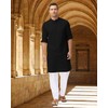 LVCBL Kaftan Men's Muslim Robe Neck Long Sleeve Kaftan Button