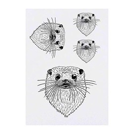 4 x 'Friendly Otter' Temporary Tattoos - Water Resistant, Skin-Safe, Non-Toxic Transfers, Mixed Sizes (TO00006506)