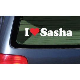 I Love Sasha Vinyl Decal - White with A Red Heart Sticker