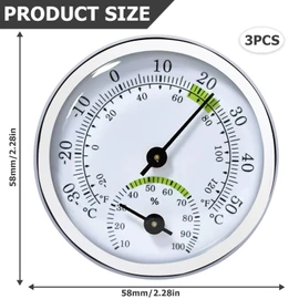 Nizirioo Analogue Thermometer Hygrometer 2-in-1: 3 Pieces Temperature and Humidity Meter, Mini Thermo-Hygrometer for Baby Home Garage Living Room Office Diameter 58 mm